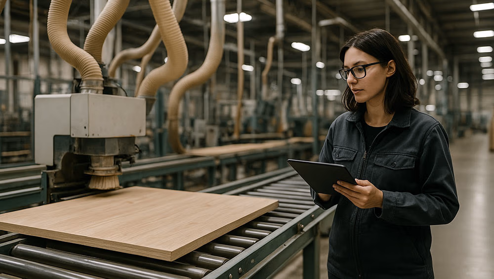 chipboard production inspection with iPad