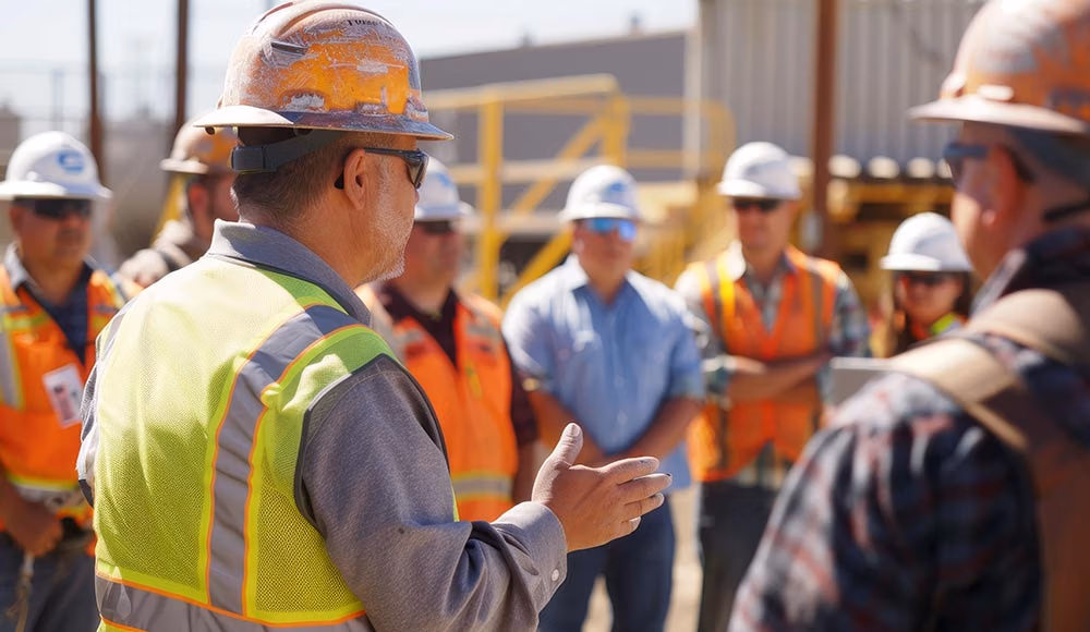 construction inspection explaining to the team