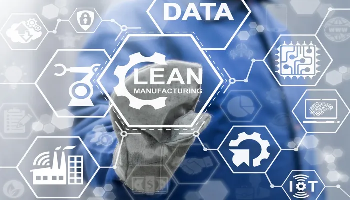 6 S Lean Manufacturing concept with data, IoT, and automation element