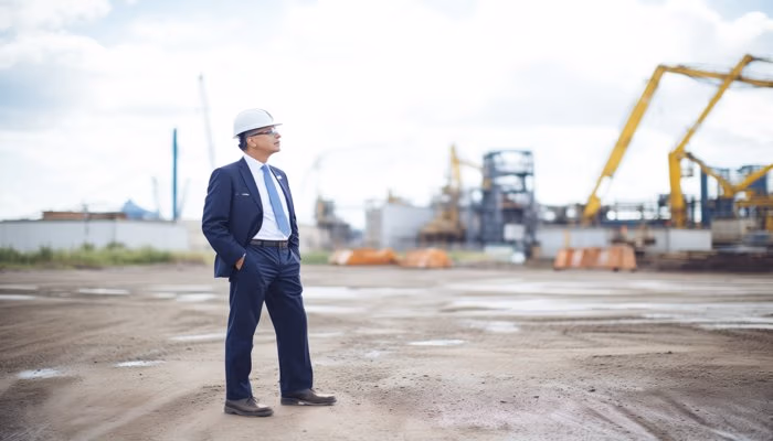 Environmental compliance audits: Professional inspecting an industrial site, ensuring compliance with environmental regulations