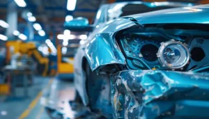 Damaged car being analyzed for MTTF improvement.