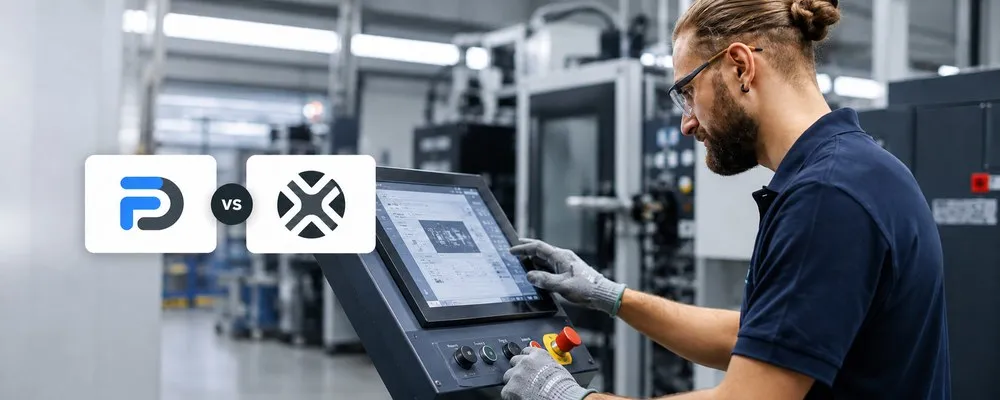 Instandhaltungssoftware und CMMS für die Fertigung, Techniker bedient eine industrielle Maschinensteuerung